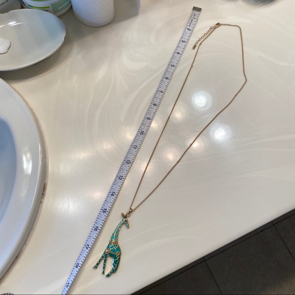 Ombré Blue and Gold Giraffe Long Necklace - Picture 3 of 4